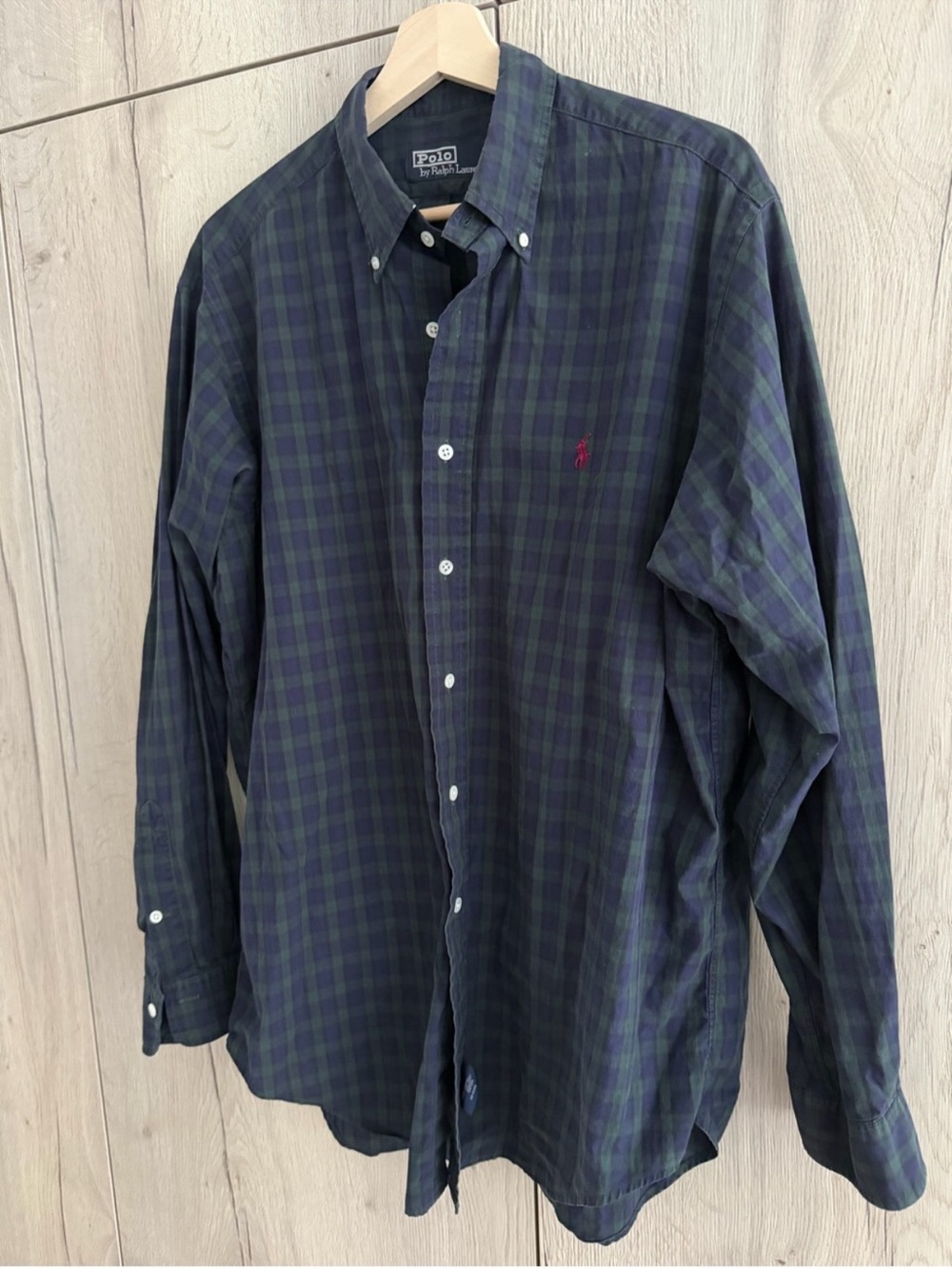 Polo Ralph Lauren Men's Green & Navy Plaid Button-Down Shirt
